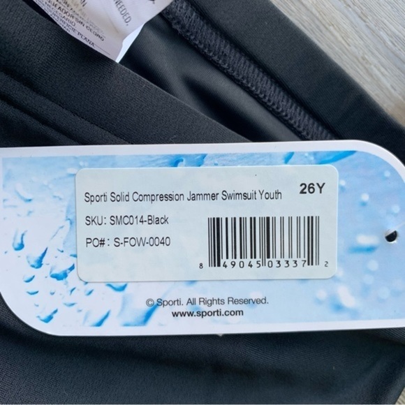 NWT Sporti Solid Compression Jammer Youth Swimsuit in Black - Picture 6 of 7